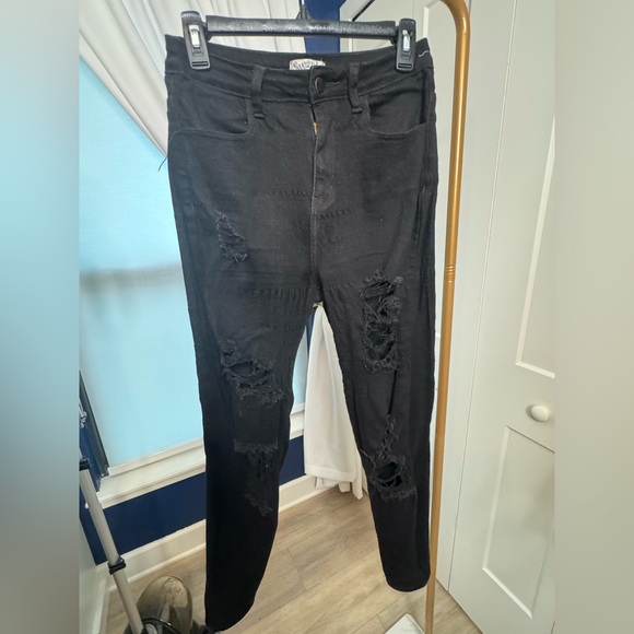 Black Distressed Jeans by Swank A Posh - Picture 1 of 3